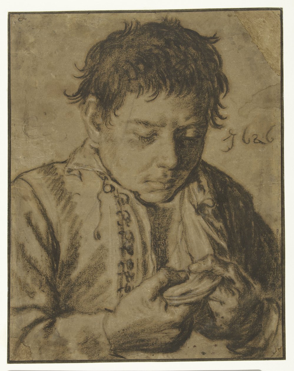 Poika poimimassa kirppuja, puolipitkä tekijältä Cornelis Saftleven