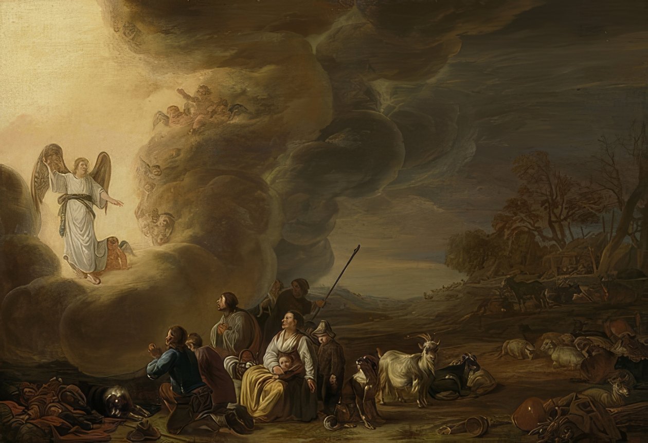 Ilmoitus paimenille. 1630-50 tekijältä Cornelis Saftleven