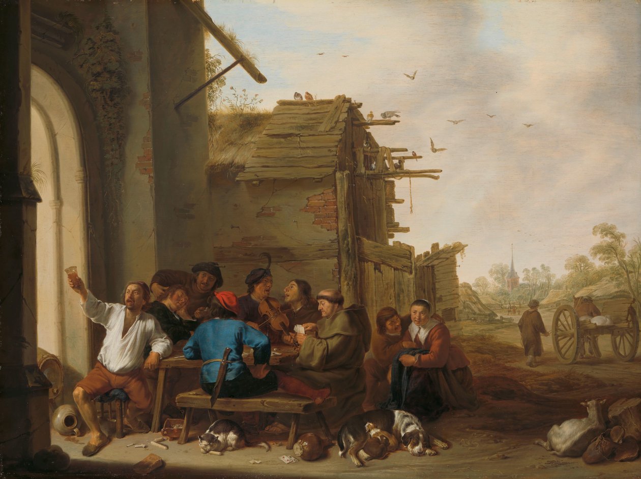 Figuurit ennen Village Inniä Maalaisseura tekijältä Cornelis Saftleven