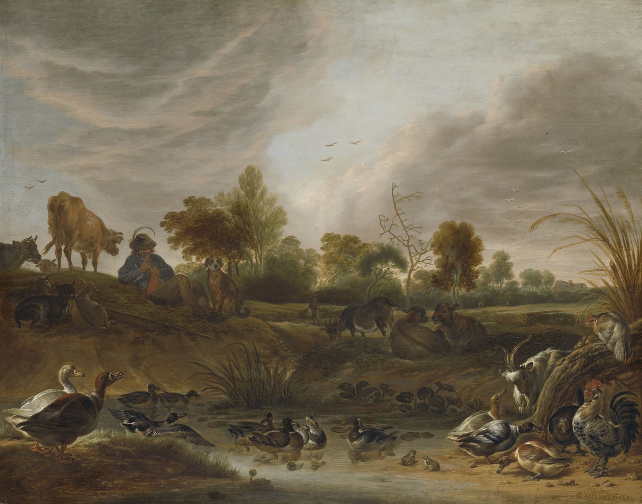 Maisema eläinten kanssa tekijältä Cornelis Saftleven