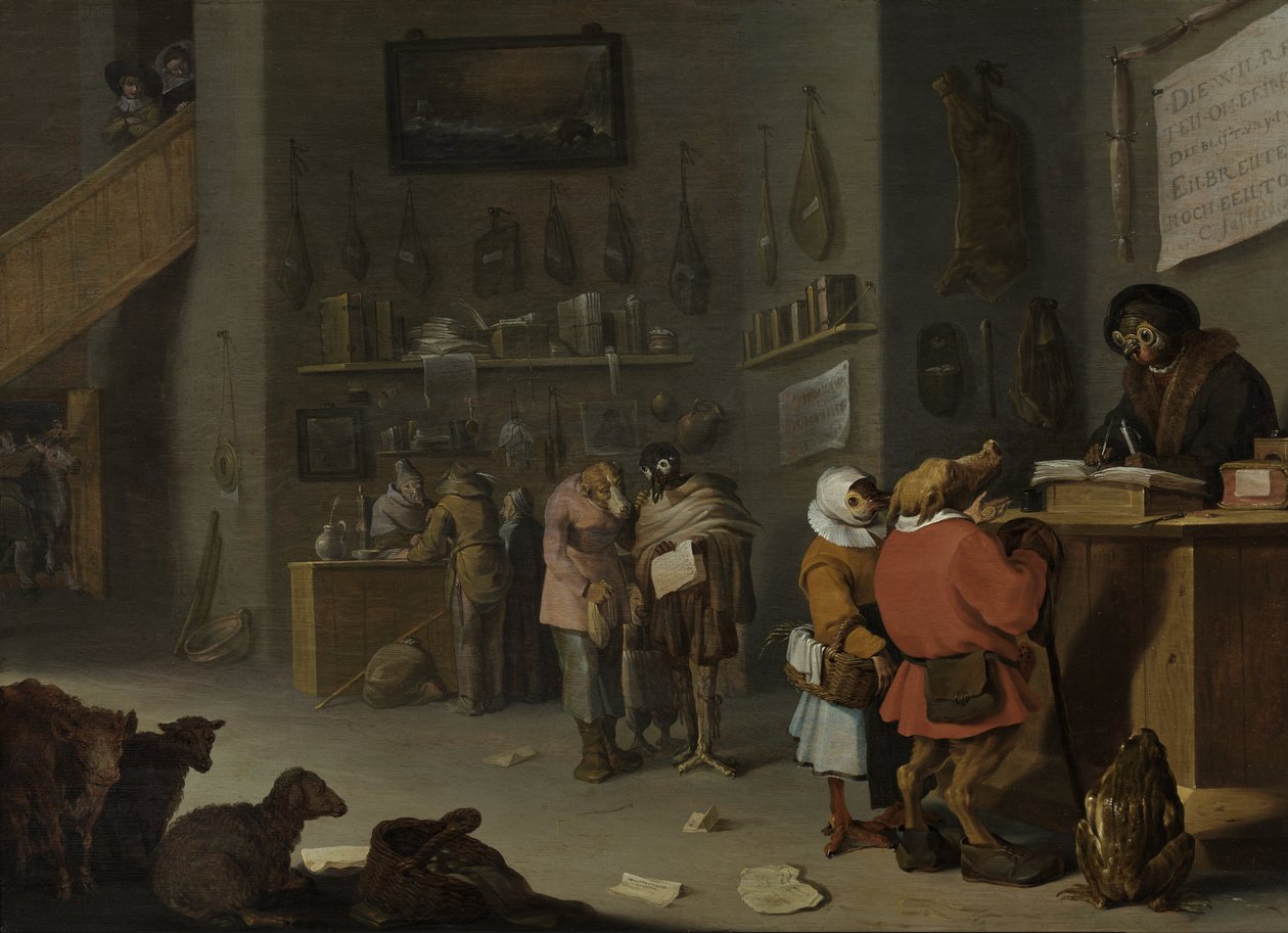 Satiiri riidanhaluisista maanviljelijöistä tekijältä Cornelis Saftleven