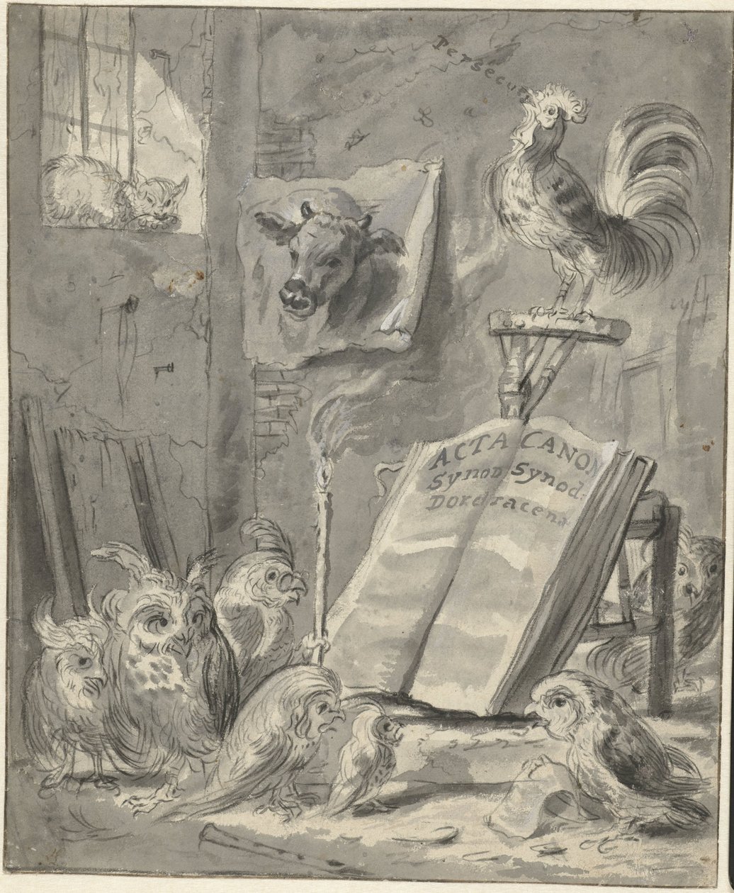 Satiiri Dordrechtin synodista, 1618 tekijältä Cornelis Saftleven