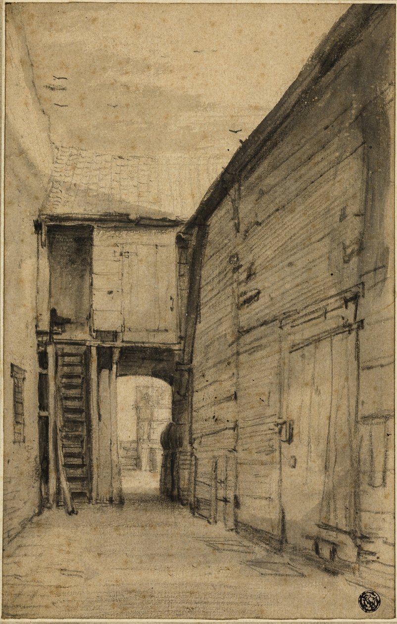 Vanhan talon piha tekijältä Cornelis Saftleven