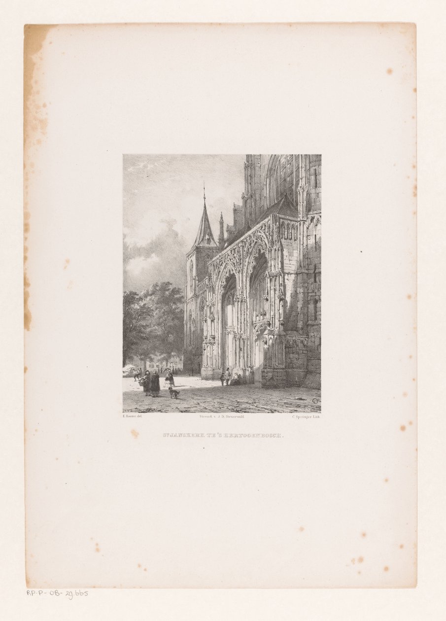 Pyhän Johanneksen katedraali Den Boschissa St. Jankerk in Hertogenbosch (otsikko esineessä) tekijältä Cornelis Springer