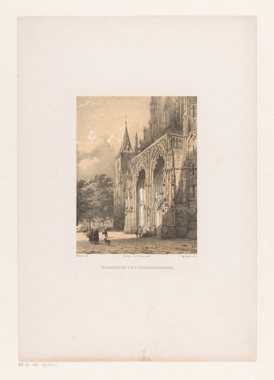 Pyhän Johanneksen katedraali Den Boschissa St. Jankerk in Hertogenbosch (otsikko esineessä) tekijältä Cornelis Springer
