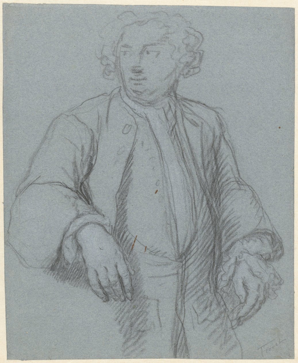 Muotokuva tuntemattomasta miehestä, jolla on pitkä takki, kolme neljäsosaa vasemmalla tekijältä Cornelis Troost (attributed to)
