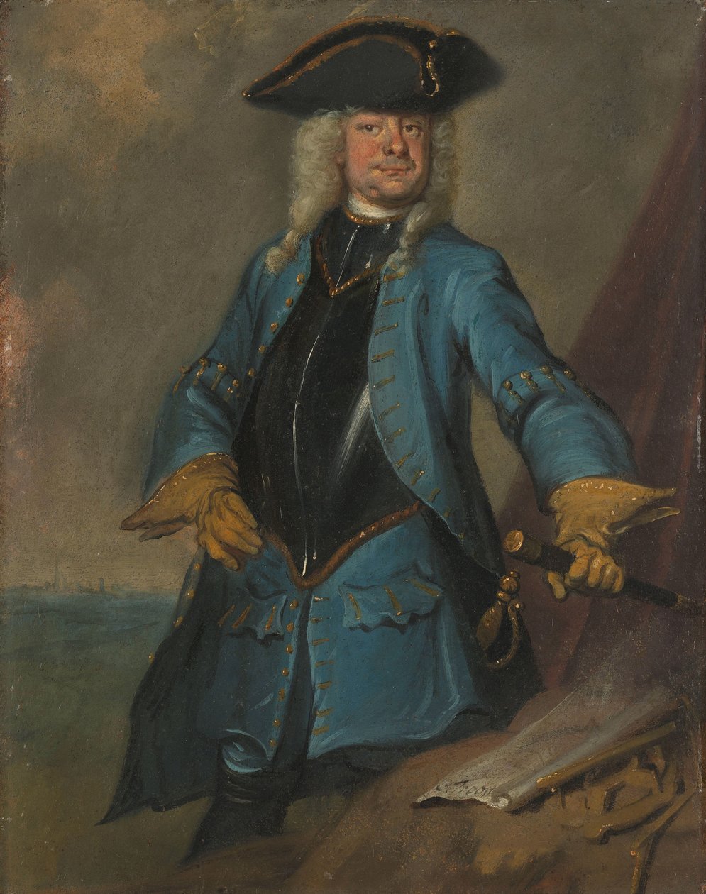 Gerrit Sichterman (1688-1730). Ratsuväen kenraalin kenraali, Oranje-Groningenin jalkaväkirykmentin eversti, haudan komentaja tekijältä Cornelis Troost (signed by artist)