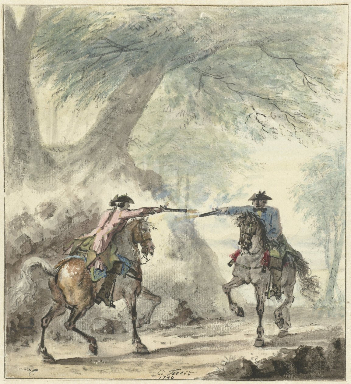 Kaksintaistelu, 1740 tekijältä Cornelis Troost