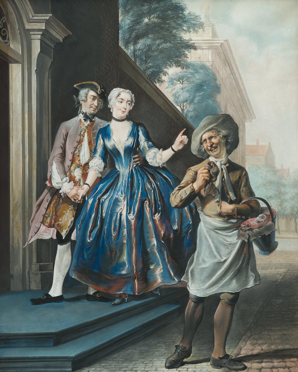 Pefroen ja lampaan pää, 1739 tekijältä Cornelis Troost