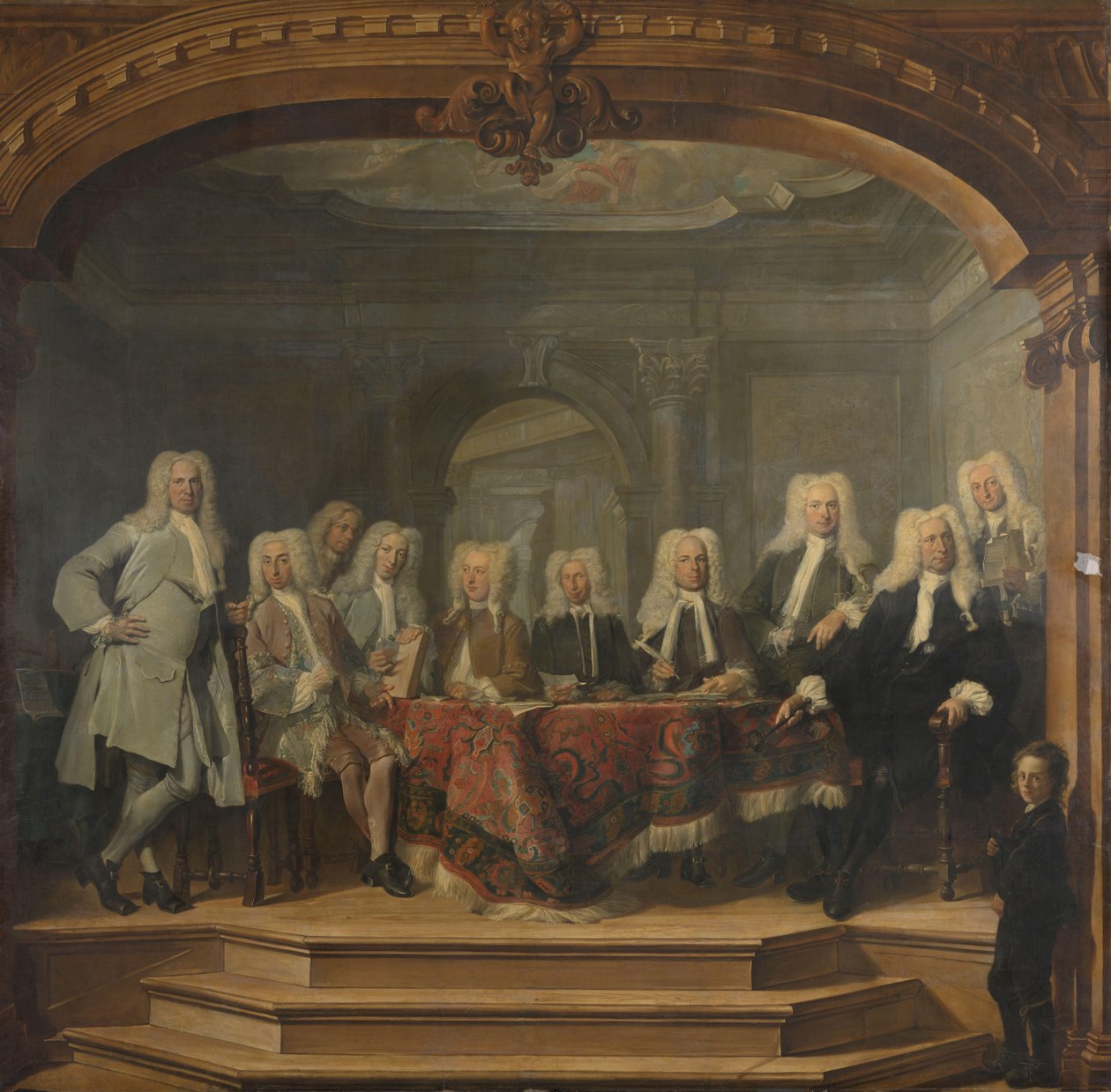 Amsterdamin Almoezeniers-orpokodin valtionhoitajat, 1729 tekijältä Cornelis Troost