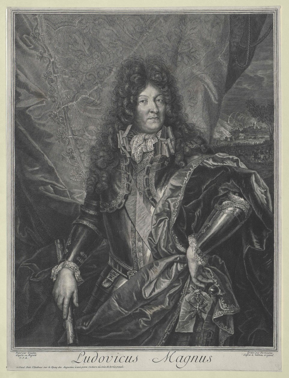 Ranskan kuningas Ludvig XIV (kaiverrus) tekijältä Cornelis Vermeulen
