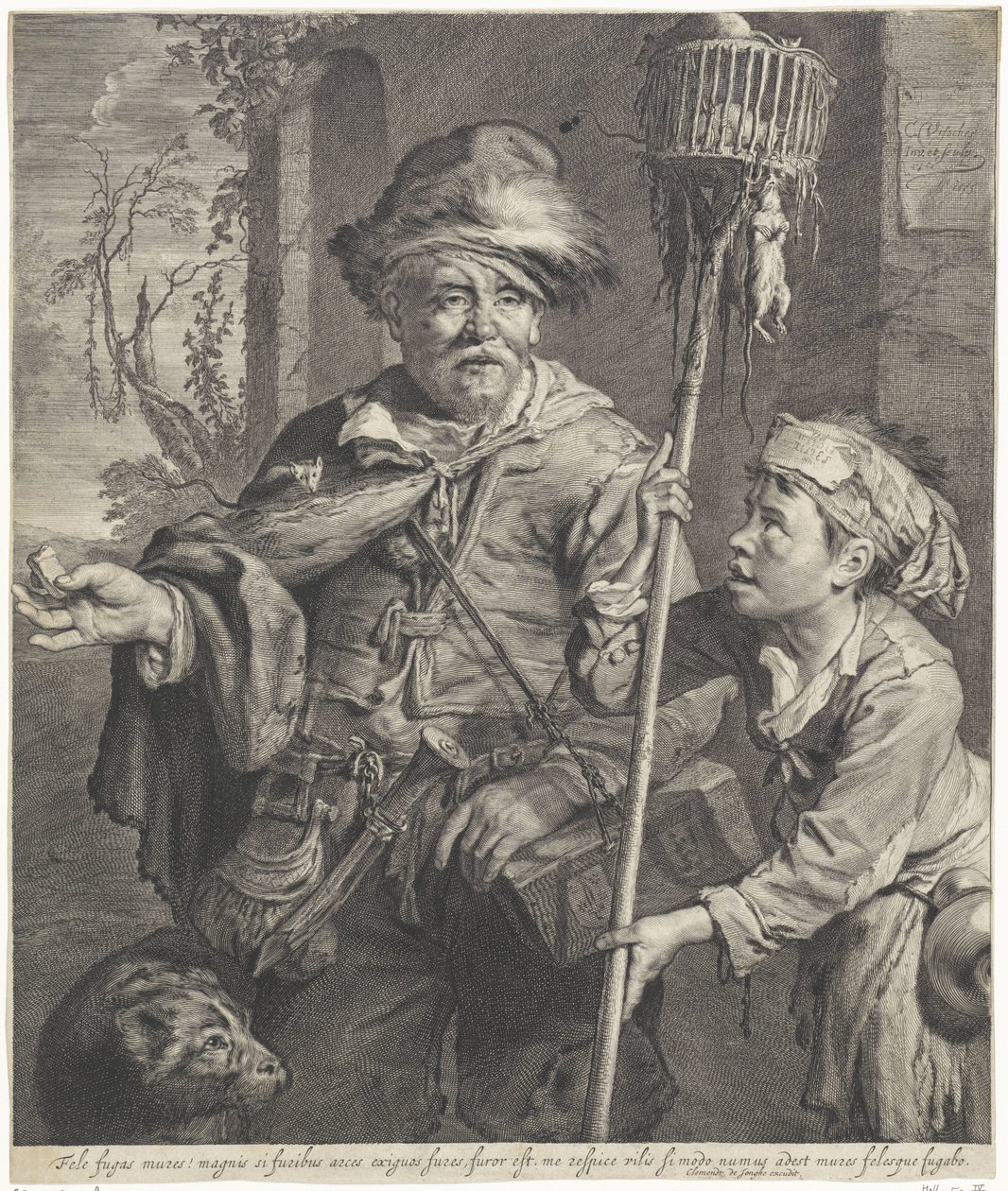 Pied Piper palvelijansa kanssa tekijältä Cornelis Visscher (II)