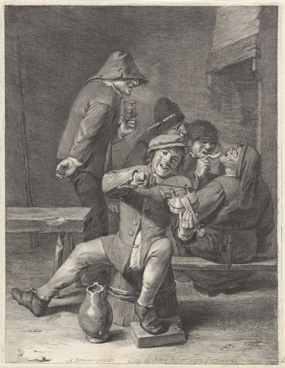 Viulisti / Yleisö tekijältä Cornelis Visscher (II)