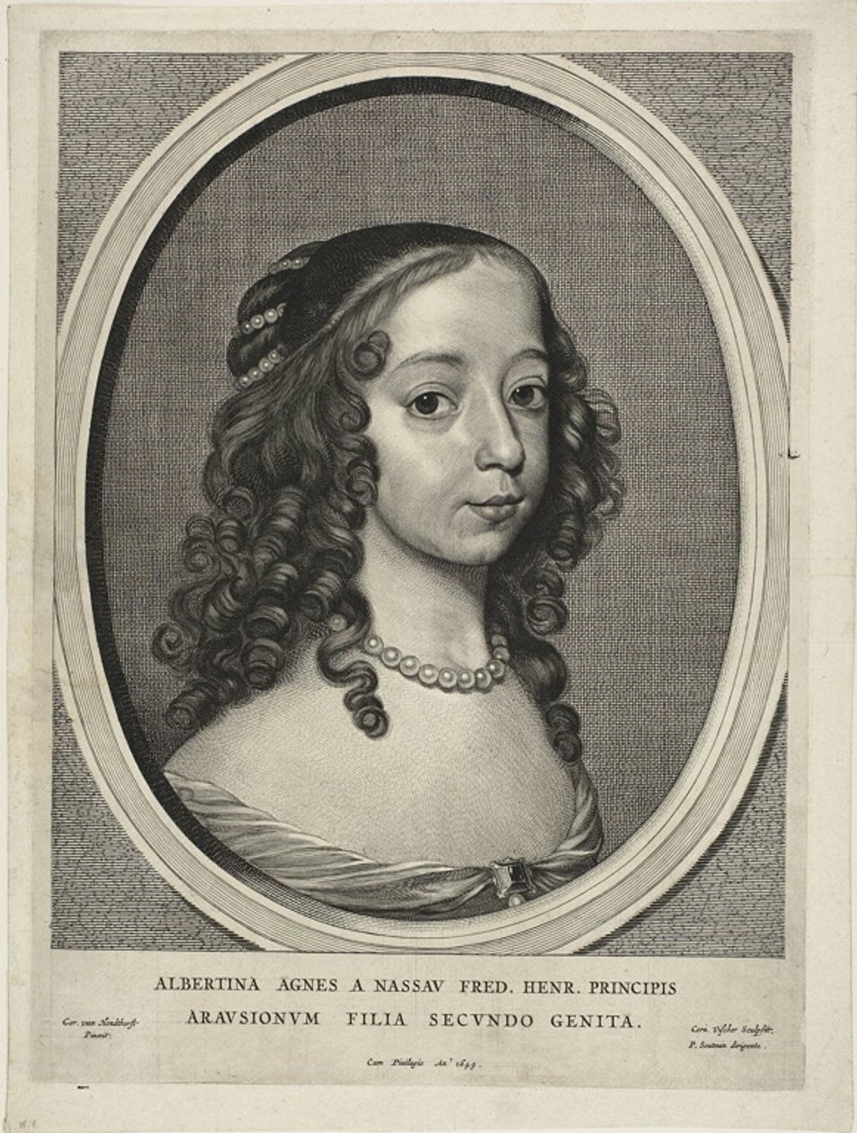 Albertine Agnes, Oranian Nassaun prinsessa, yhdeksästä muotokuvasta. tekijältä Cornelis Visscher