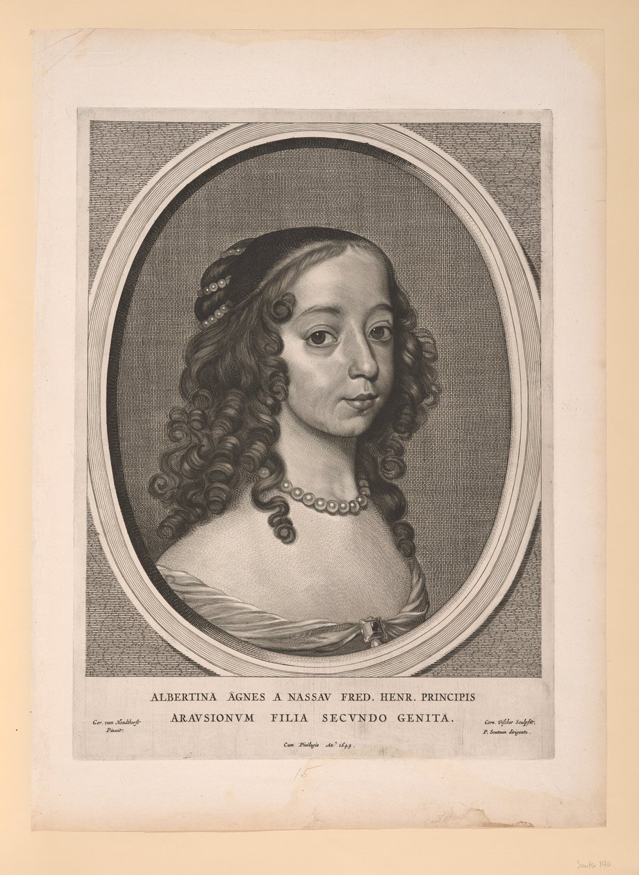 Albertine Agnes, Oranssin Nassaun prinsessa, yhdeksästä muotokuvasta. tekijältä Cornelis Visscher