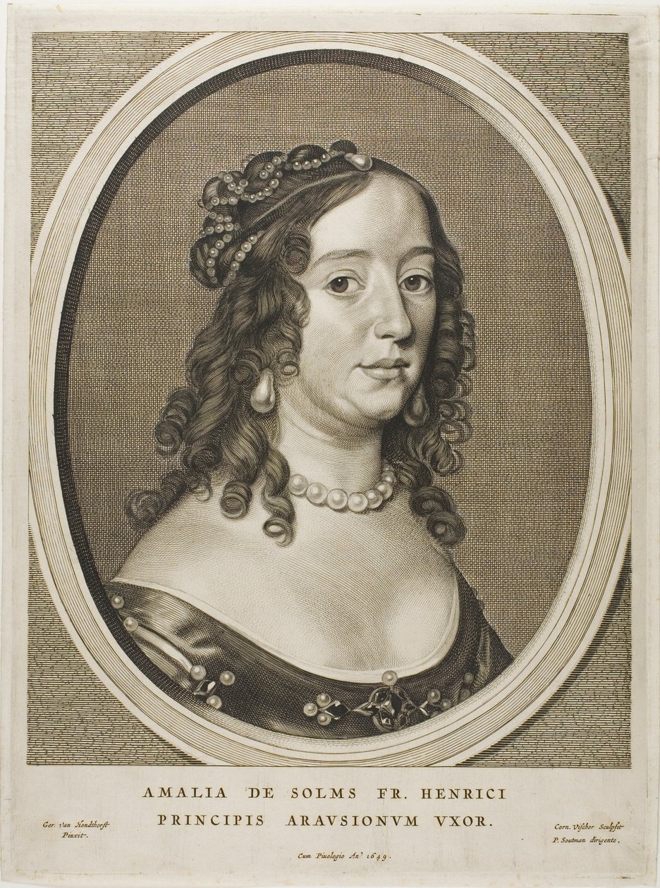 Amalia van Solms, Frederick Henryn vaimo, teoksesta Yhdeksän muotokuvaa. tekijältä Cornelis Visscher