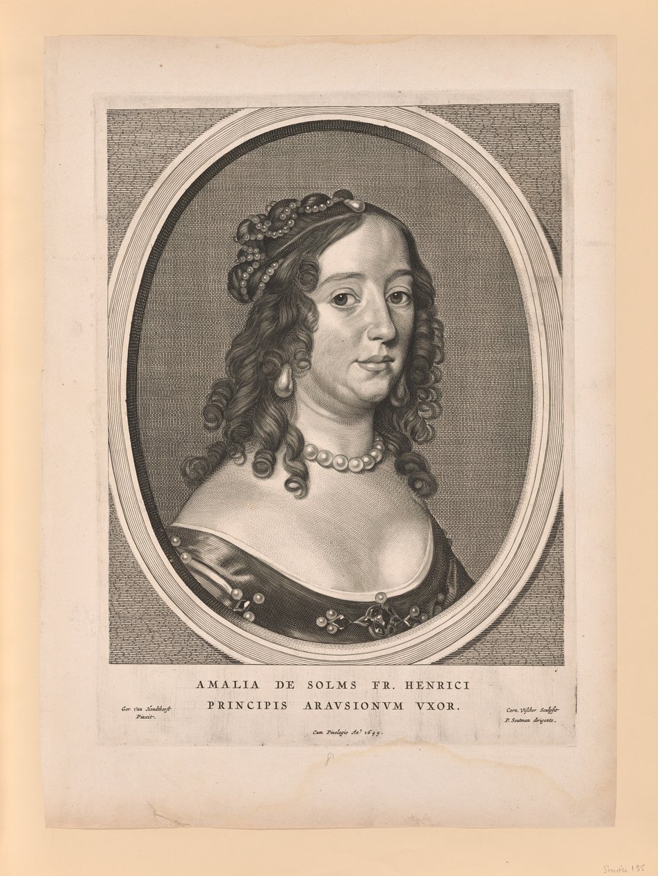 Amalia van Solms, Frederick Henryn vaimo, teoksesta Yhdeksän muotokuvaa. tekijältä Cornelis Visscher