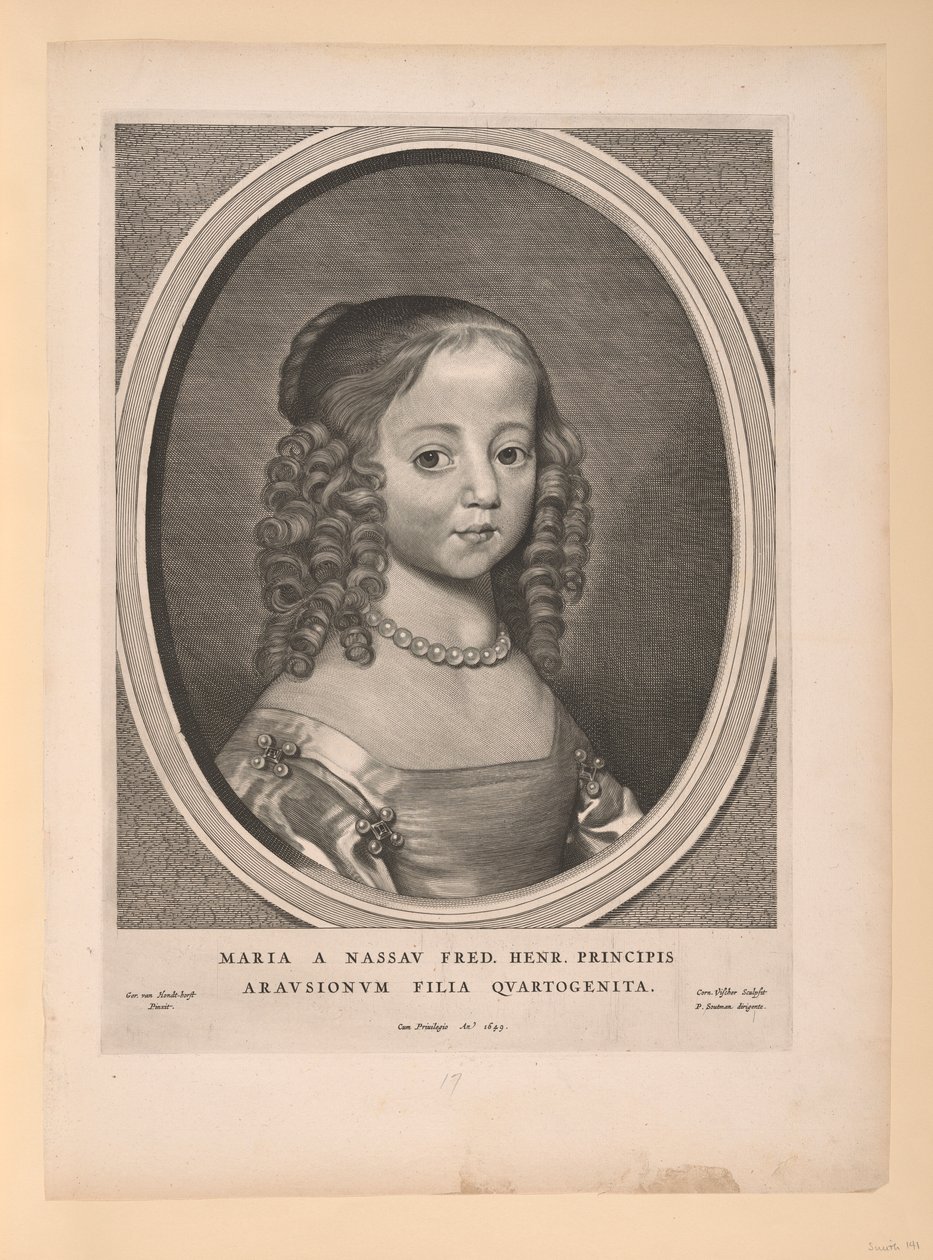 Maria, Oranian prinsessa Nassaun, yhdeksästä muotokuvasta. tekijältä Cornelis Visscher