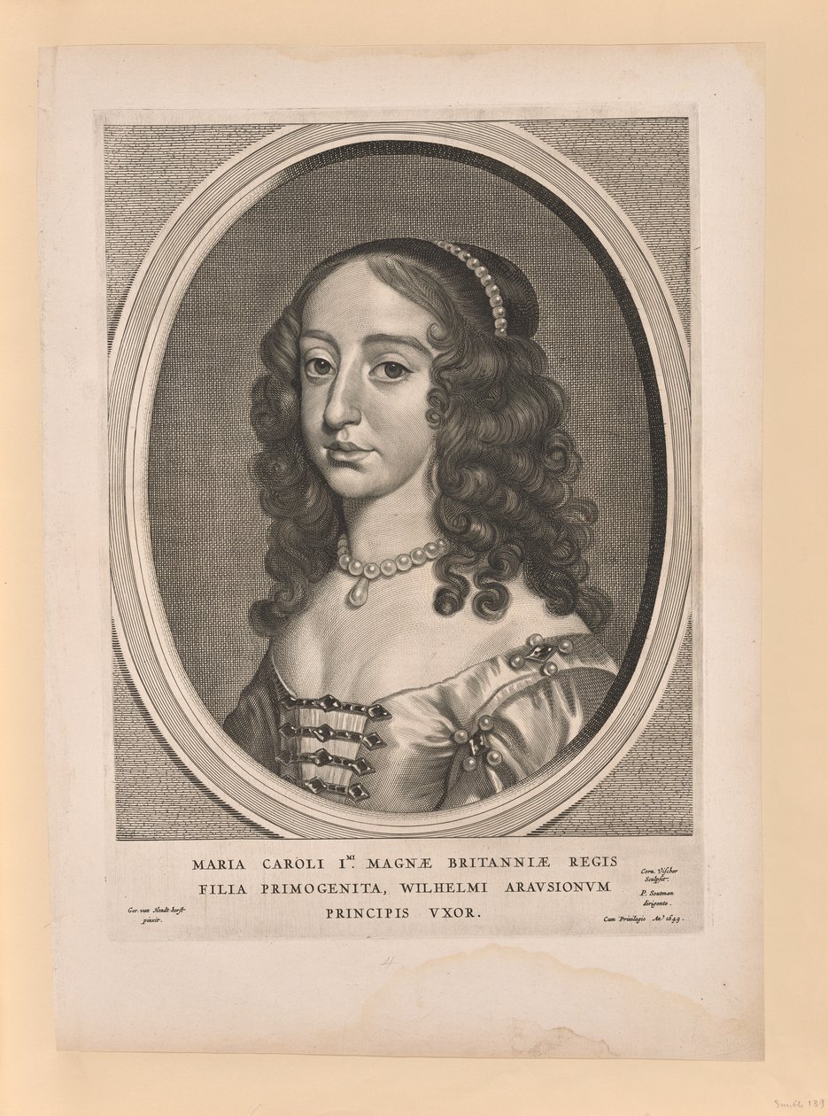 Maria Stuart, Vilhelm II:n vaimo, teoksesta Yhdeksän muotokuvaa. tekijältä Cornelis Visscher