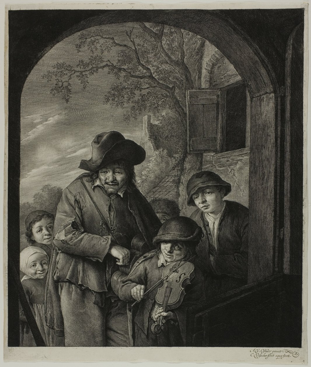 Hurdy-Gurdy-soittaja tekijältä Cornelis Visscher