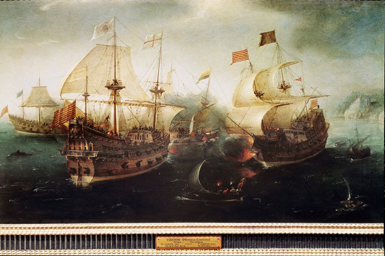 Meritaistelun kohtaus (maalaus tekijältä Hendrick Cornelisz. Vroom