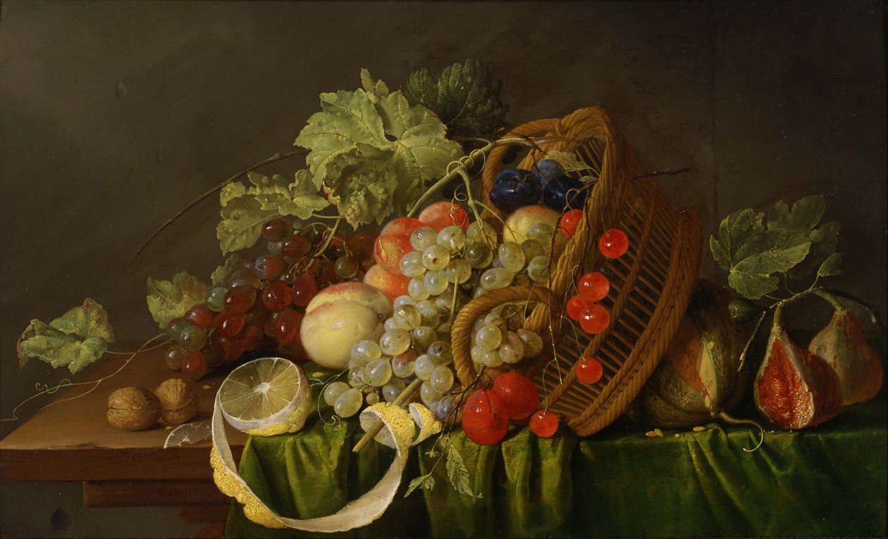 Asetelma hedelmäkorin kanssa. tekijältä Cornelis de Heem
