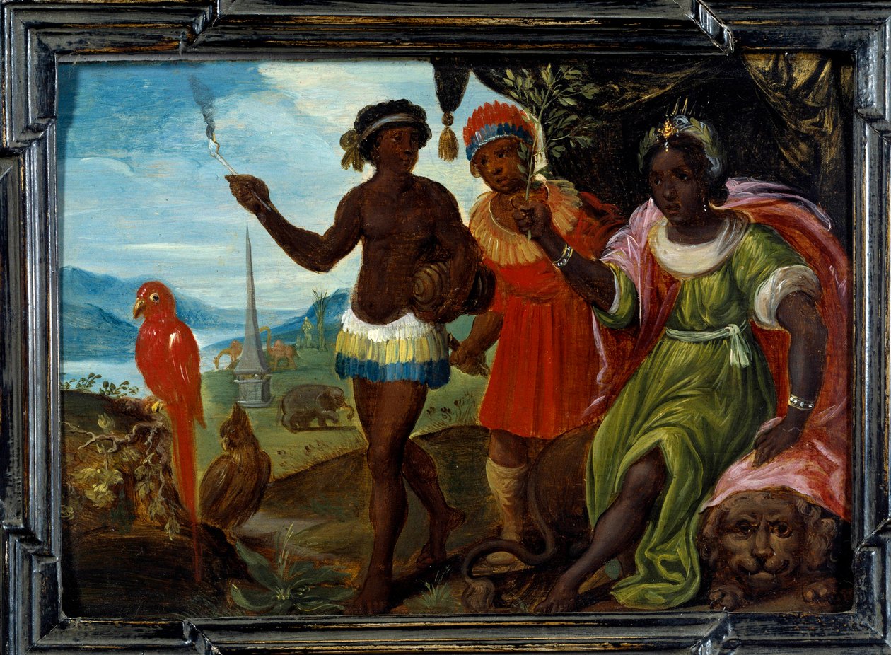 Neljä maailman osaa: Afrikka. Cornelis De Baellieurin (1607-1671) maalaus, flaamilainen koulu tekijältä Cornelis de I Baellieur