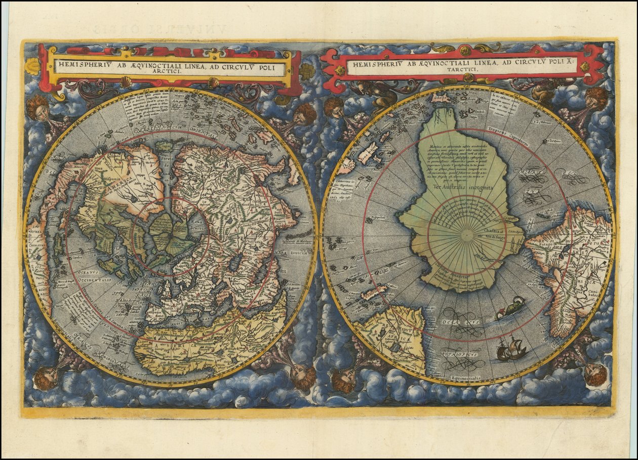 Hemispheriu ab Aequinoctiali Linea, ad Circulu Poli Arctici, 1593. tekijältä Cornelis de Jode