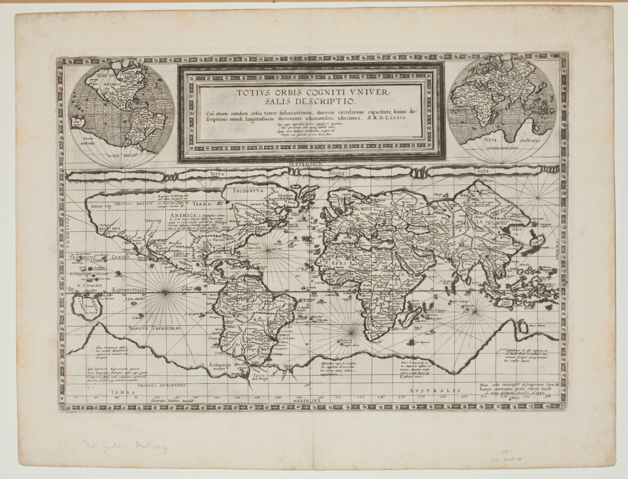 Maailman kognitiivinen yleiskuvaus, Antwerpen, 1593 tekijältä Cornelis de Jode