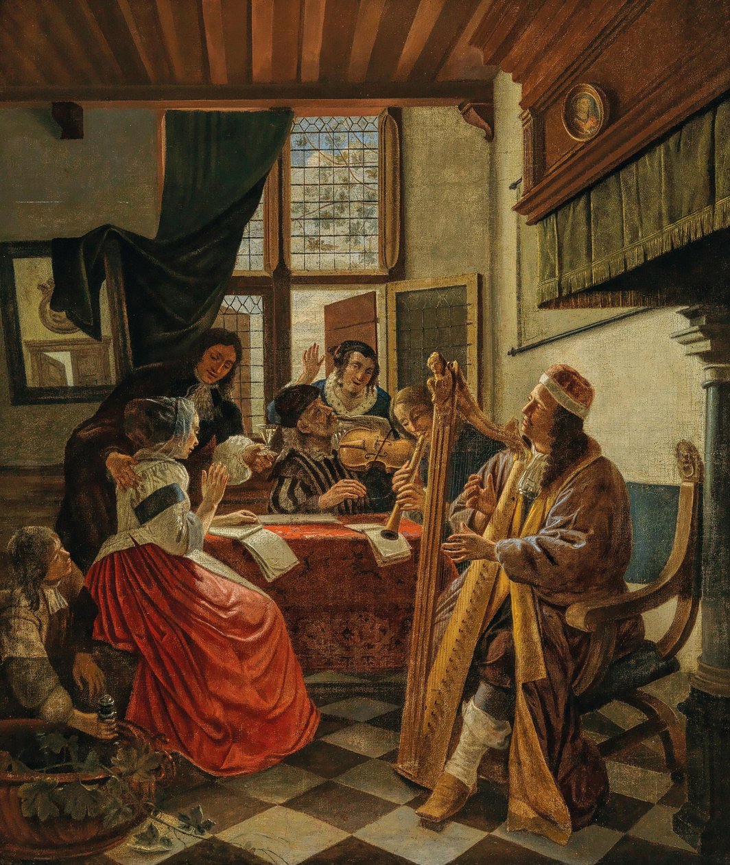 Musiikkiyritys sisätiloissa, 1670-luku. tekijältä Cornelis de Man