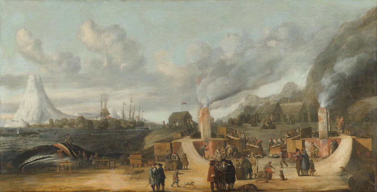 Valasöljynjalostamo lähellä Smerenburgin kylää, 1639 tekijältä Cornelis de Man