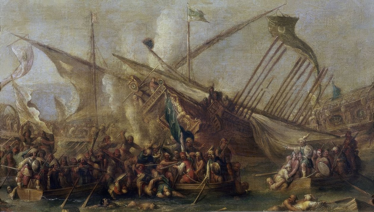 Boarding’, 1600-luku, flaamilainen barokki, öljy kankaalle, 47 cm x 84 cm, P01157 tekijältä Cornelis de Wael