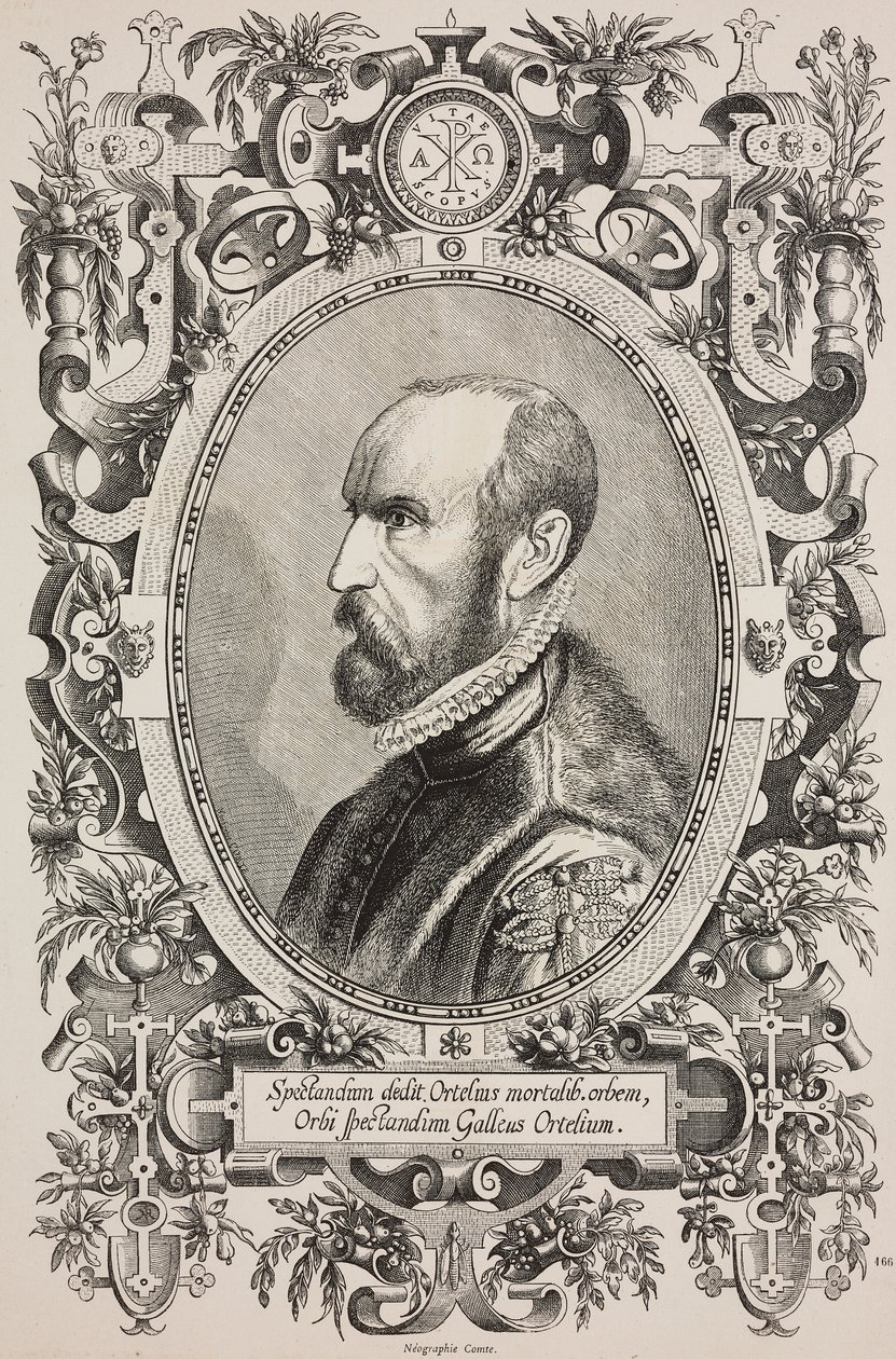 Abraham Orteliuksen (1528-1598) muotokuva, Cornelius Galle vanhemman (1576-1650) kaiverrus teoksesta L