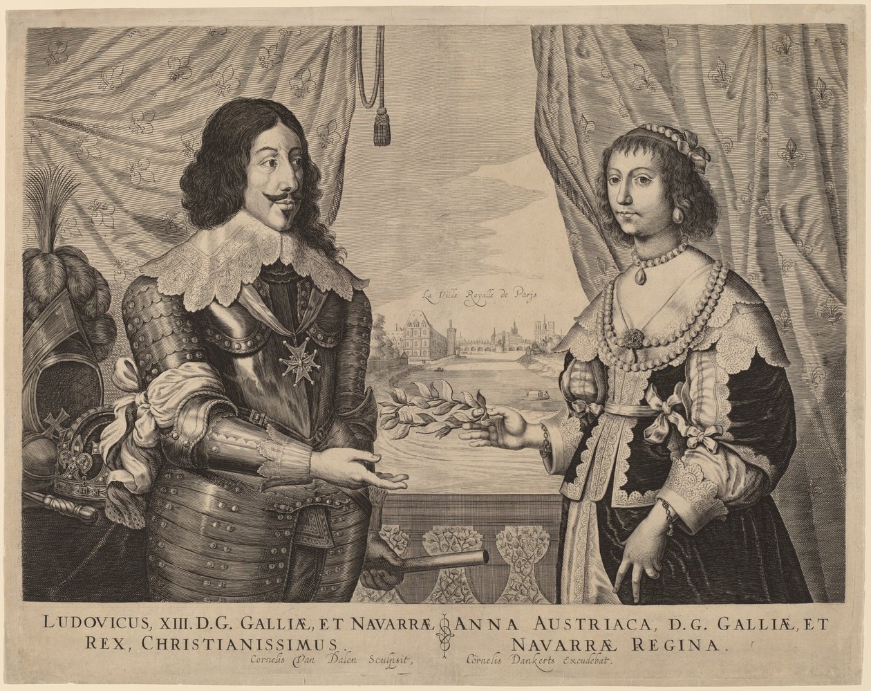 Ranskan kuningas Ludvig XIII ja Itävallan Anna tekijältä Cornelis van Dalen I