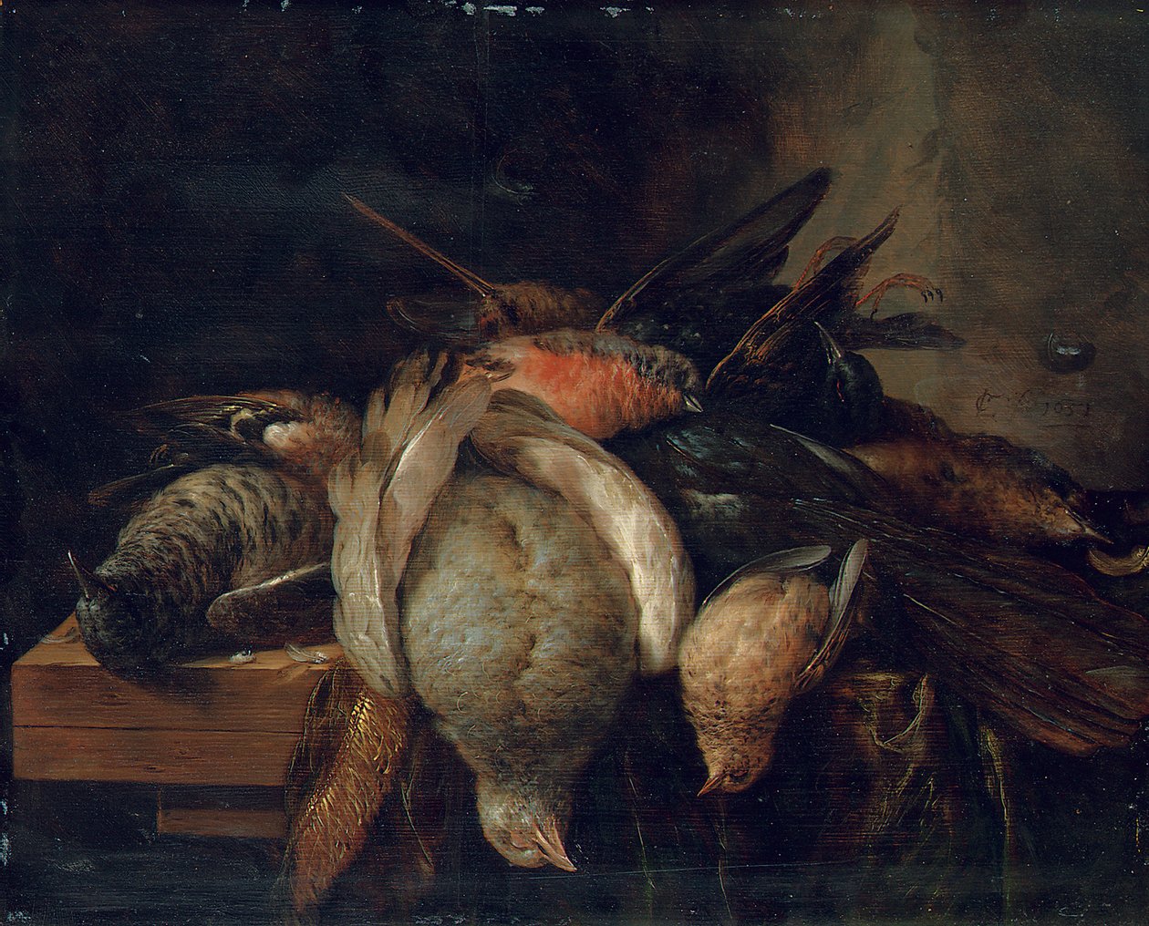 Kuolleet linnut reunalla, 1651 tekijältä Cornelis van Lelienbergh