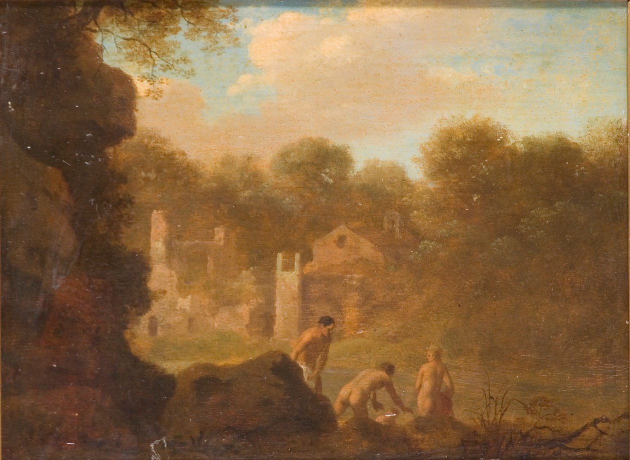 "Maisema nymfien kylpeessä", 1606-1667 tekijältä Cornelis van Poelenburgh