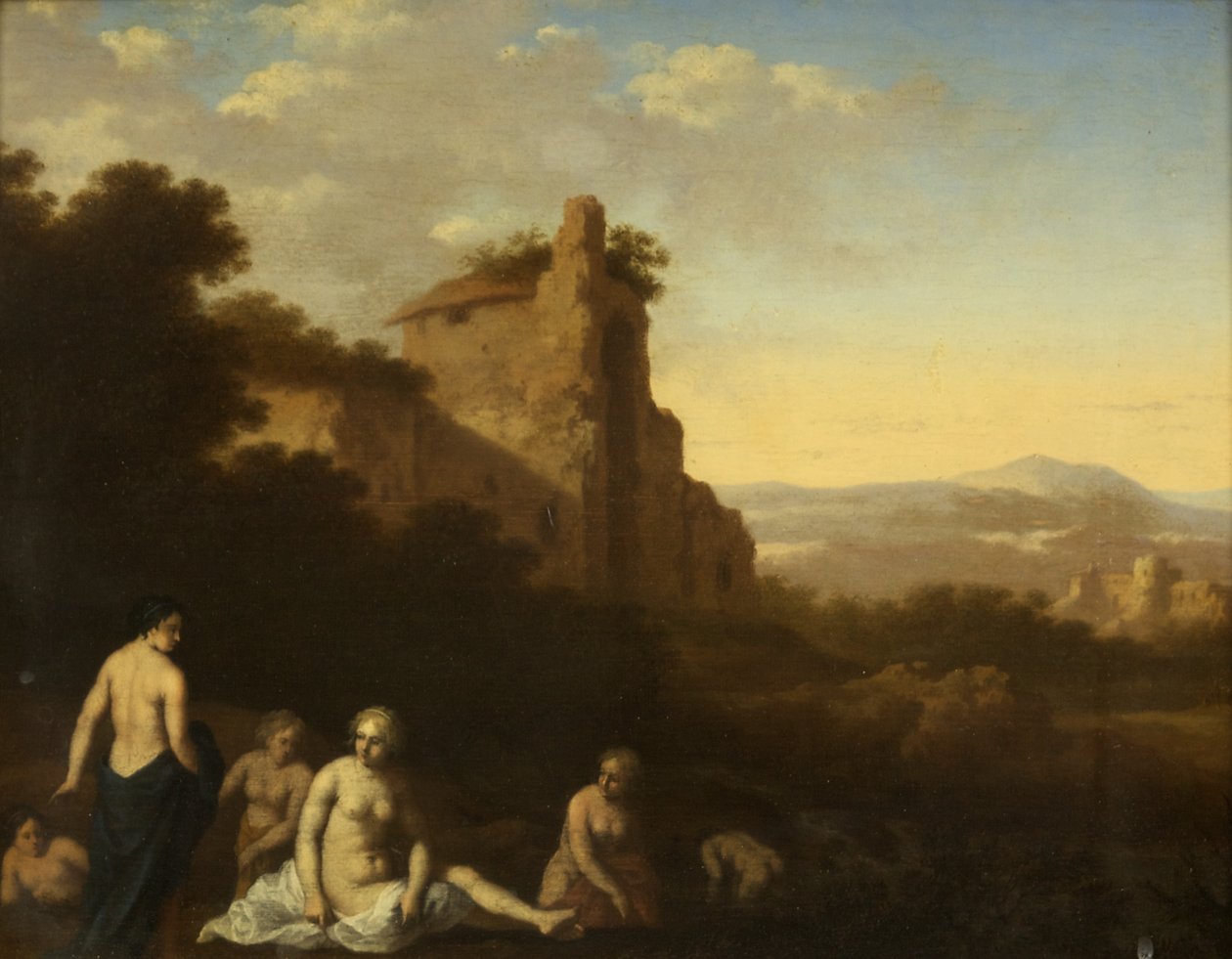 Nymphs Bathing (öljy paneelissa) tekijältä Cornelis van Poelenburgh or Poelenburch