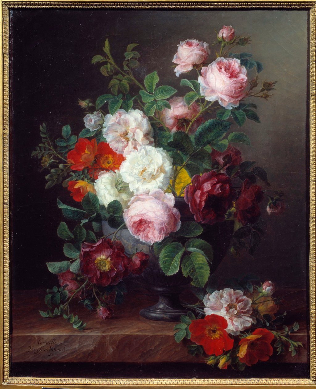 Crow Van Spaendonckin (1756-1840) kukkamaljakkomaalaus 1806 Lyon, Kuvataidemuseo tekijältä Cornelis van Spaendonck