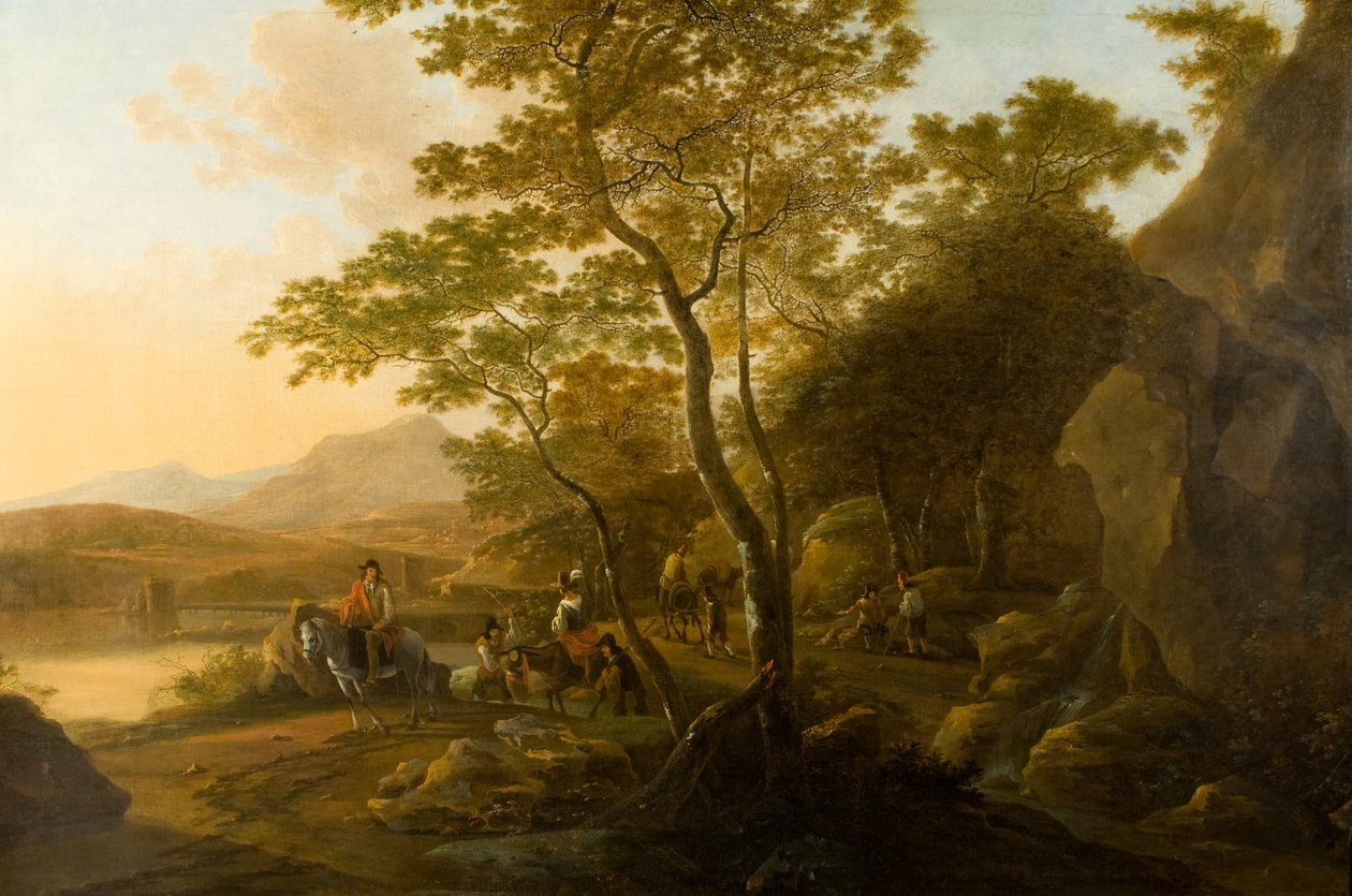 Maisema hahmoilla, n. 1655-1710 (öljy kankaalle) tekijältä Cornelis van Swanenburgh