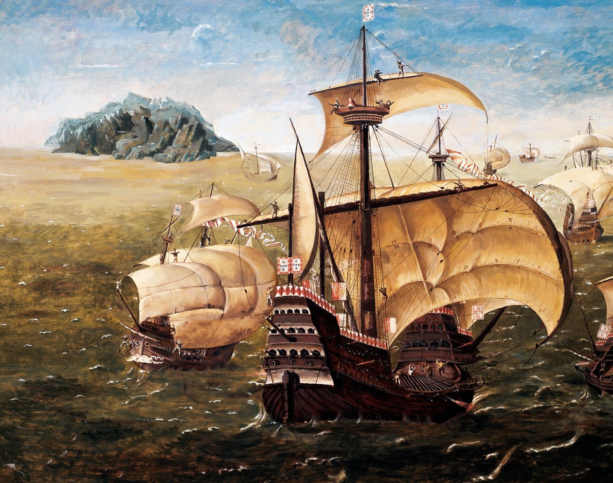 Portugalin laivasto, kopio Cornelis Anthonisz Onin (1499-1557) maalauksesta tekijältä Cornelisz Anthonisz