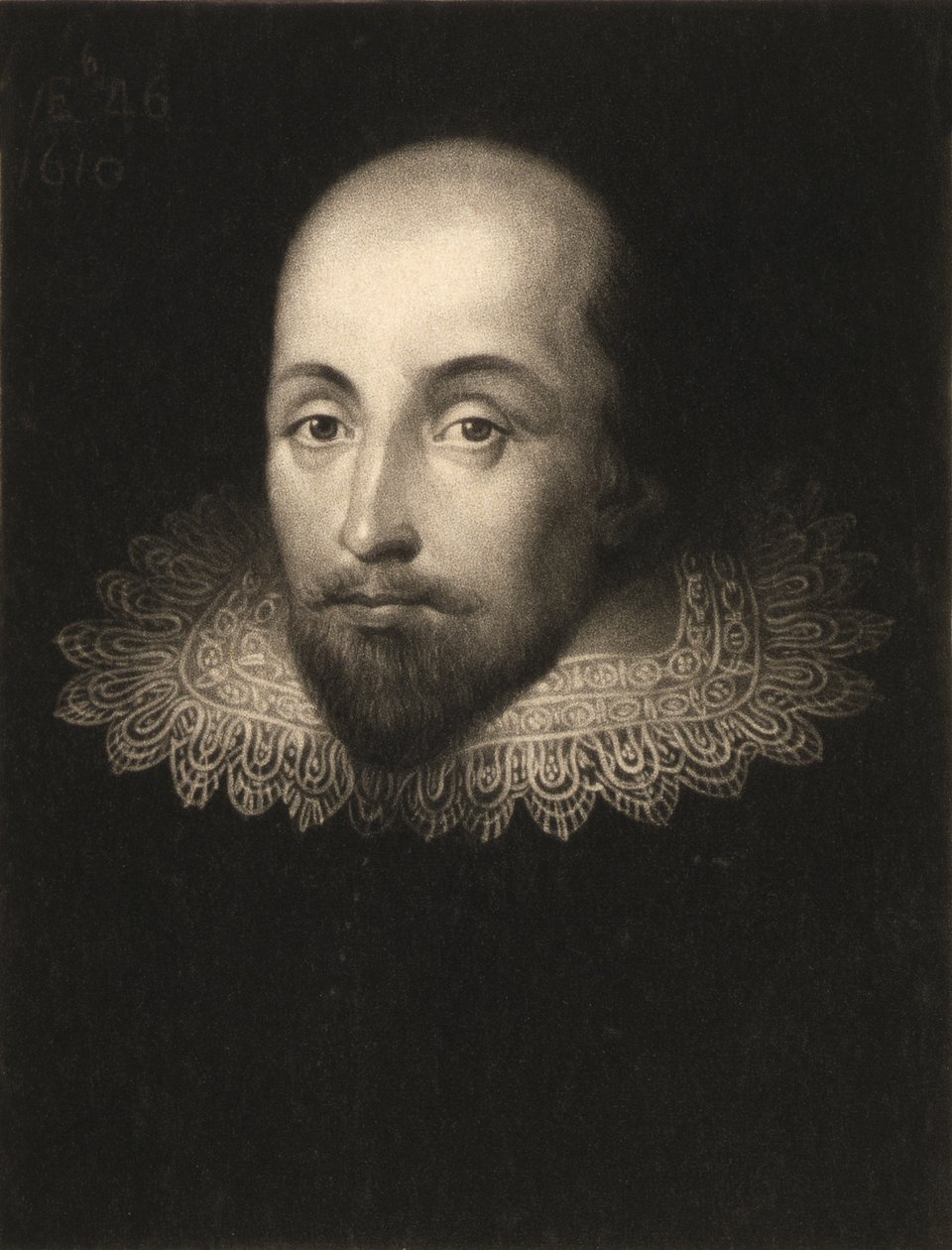 William Shakespeare (1564-1616), kaivertaja Charles Turner (1773-1857). tekijältä Cornelius Janssen van Ceulen