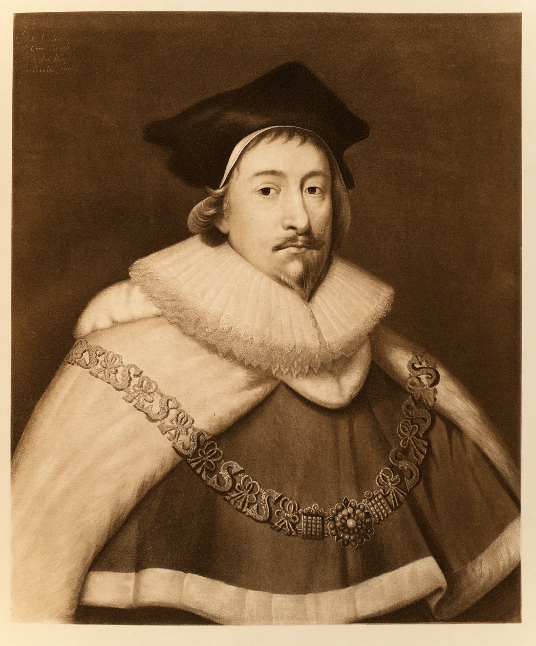 Sir Edward Coke, James I ja VI:stä, painanut Manzi Joyant und Co. Paris, 1904 (kollotyyppi) tekijältä Cornelius Janssen van Ceulen