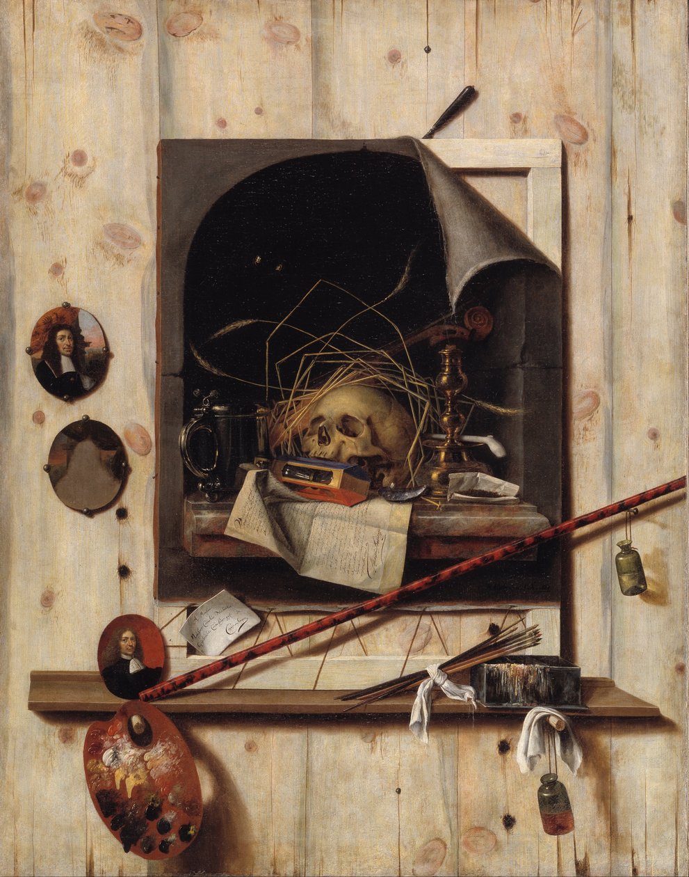 Trompe -loil, jossa Studio Studio ja Vanitas -asetelma tekijältä Cornelis Norbertus Gijsbrechts