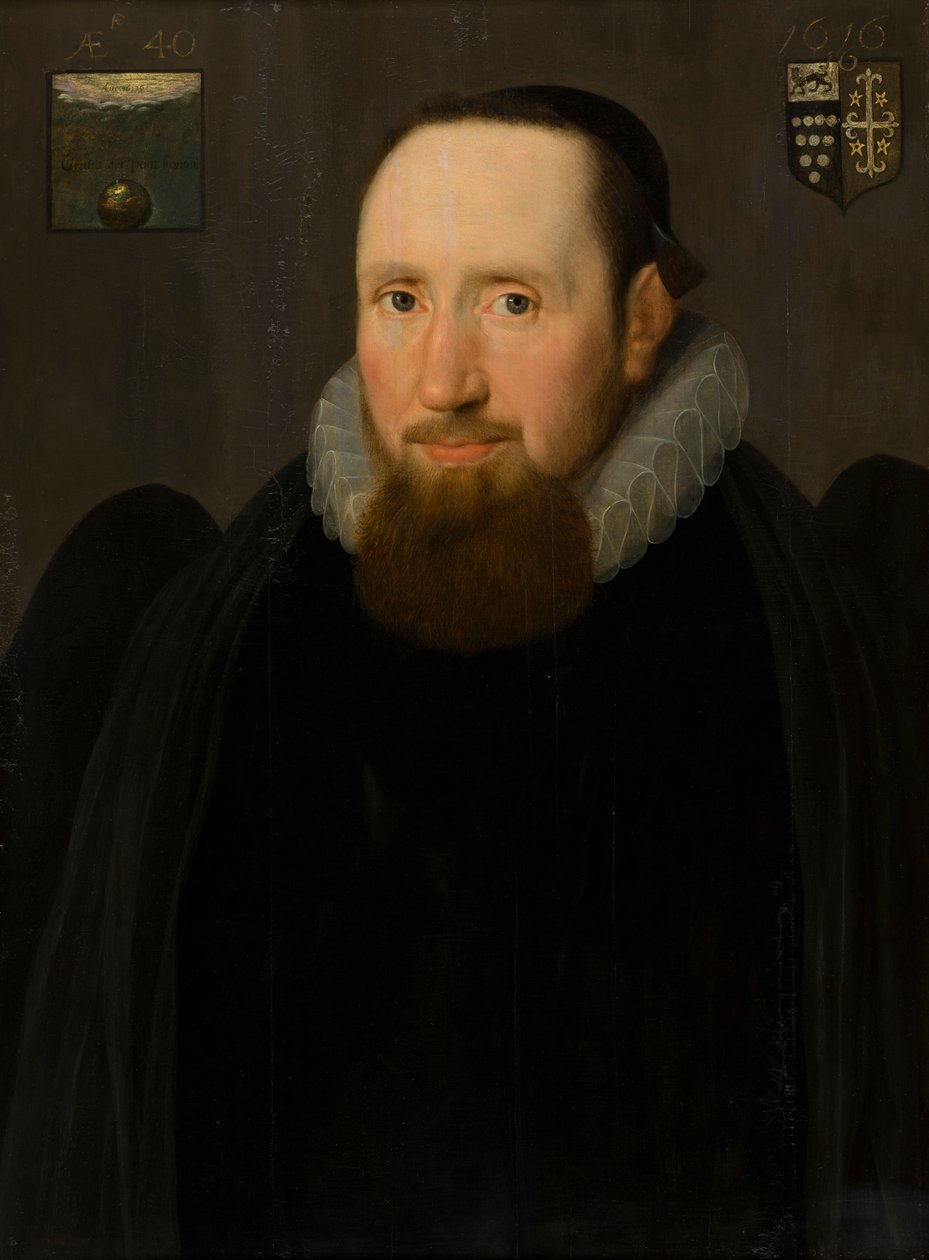 Muotokuva tohtori John Bridgemanista, Chesterin piispasta, n. 1616 (öljy paneelissa) tekijältä Cornelius I (attr.to) Johnson