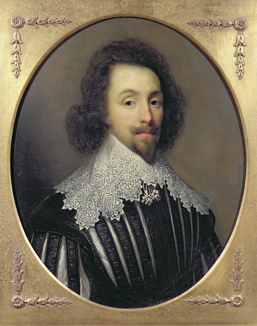Ison-Britannian ja Irlannin kuninkaan Kaarle I:n muotokuva (1600-49) tekijältä Cornelius Janssen van Ceulen