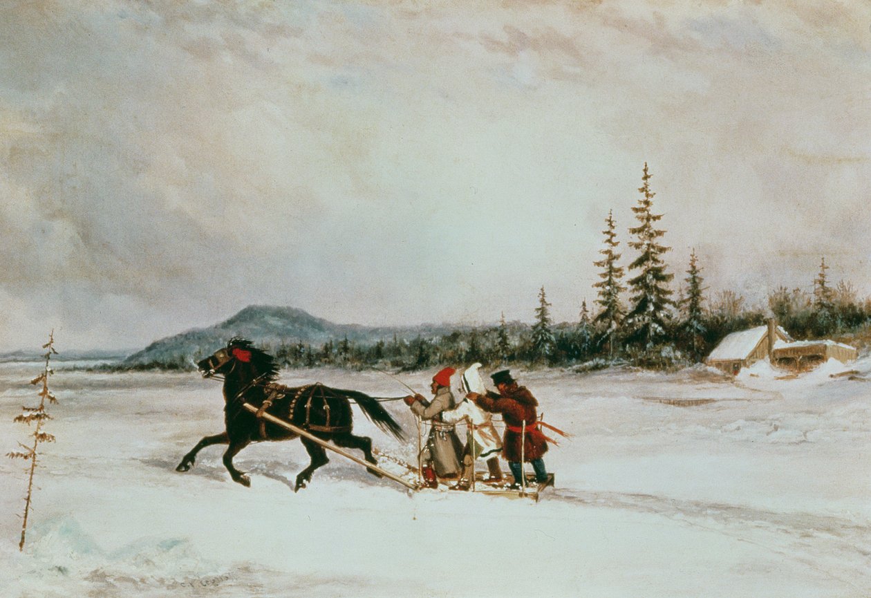 Asukkaat Sleighing, noin 1855 tekijältä Cornelius Krieghoff