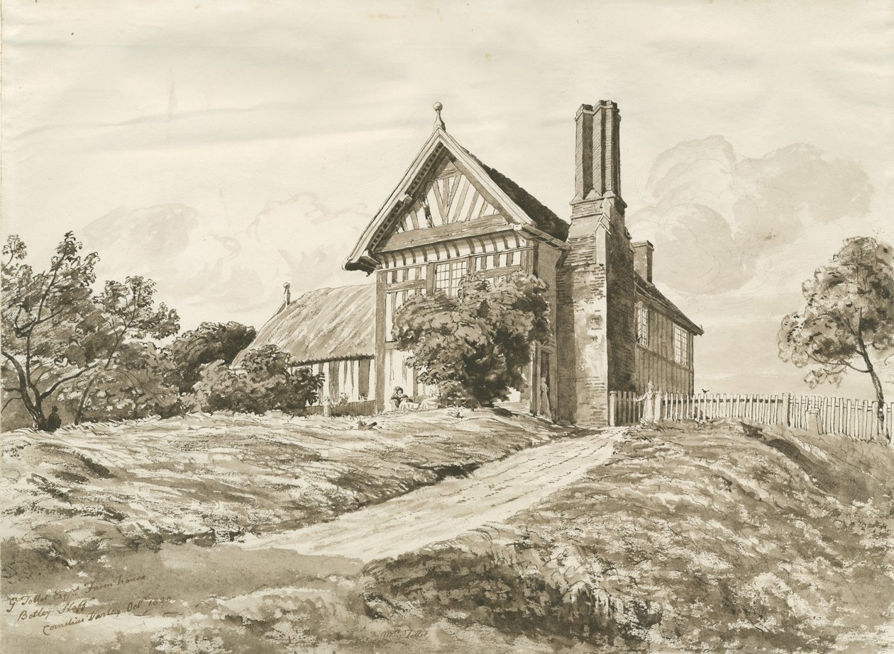 Betley - maalaistalo: kynä- ja seepiapiirustus, lokakuu 1820 (piirustus) tekijältä Cornelius Varley