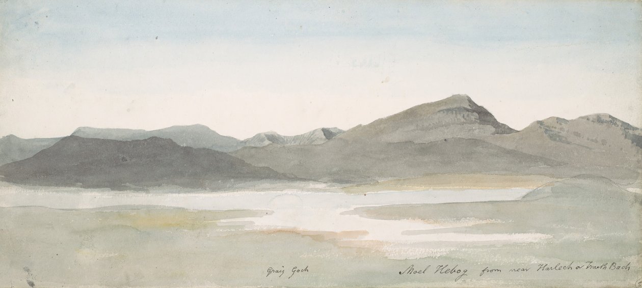 Craig Goch, Moel Hebog, Pohjois-Wales, n. 1802. tekijältä Cornelius Varley