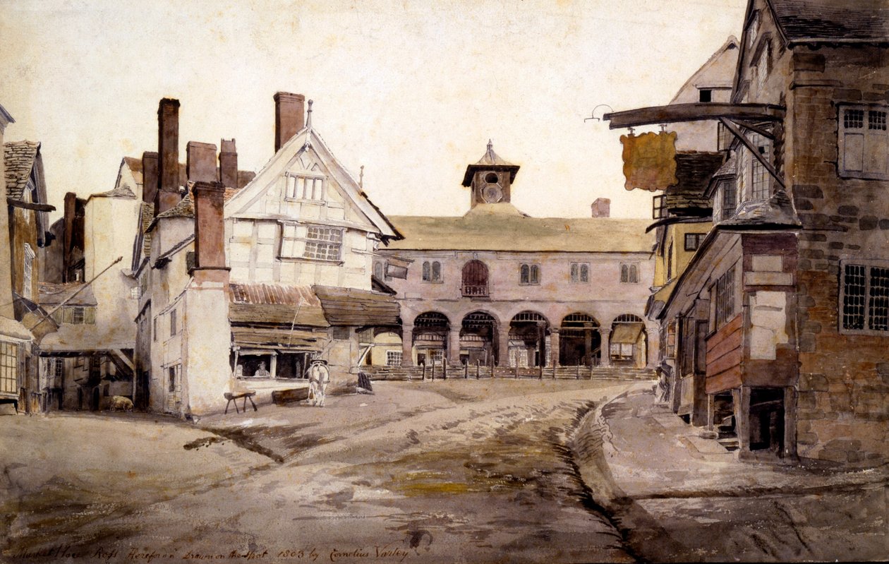 Kauppatori, Ross, Hertfordshire, 1803 tekijältä Cornelius Varley