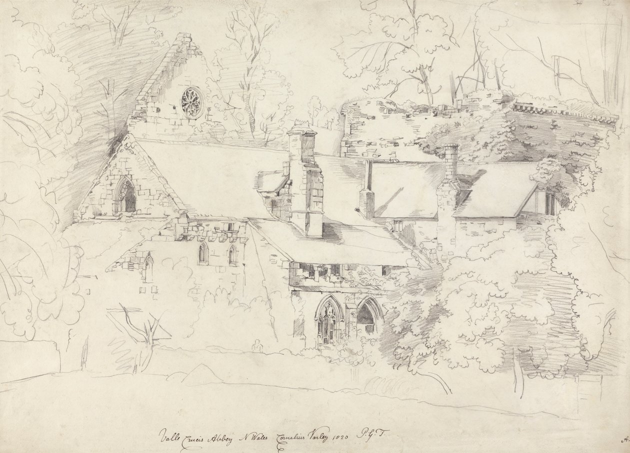 Valley Cross Abbey, Denbighshire tekijältä Cornelius Varley